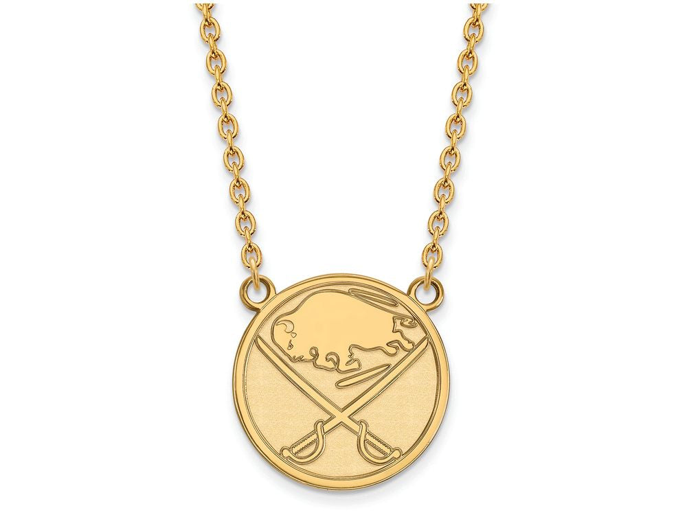 10k Yellow Gold Nhl Logoart Buffalo Sabres Large Pendant Necklace