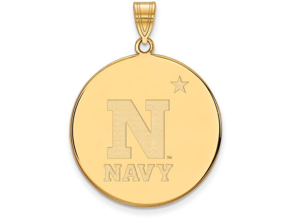 10k Yellow Gold Logoart Navy Extra Large  Disc Pendant