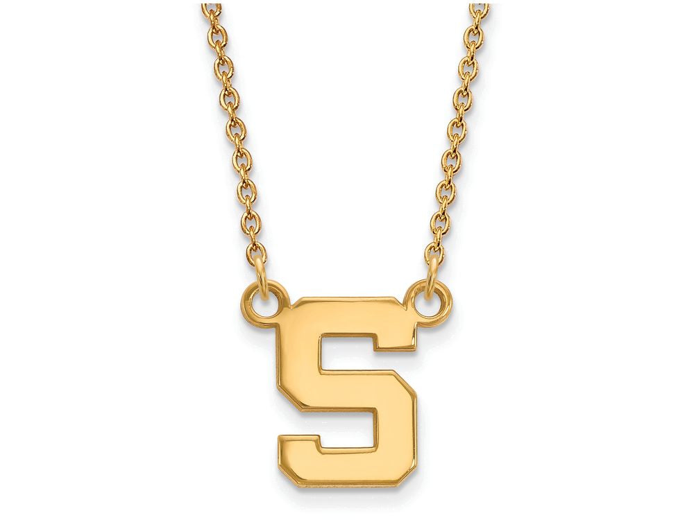 10k Yellow Gold Logoart Michigan State University Small Pendant Necklace