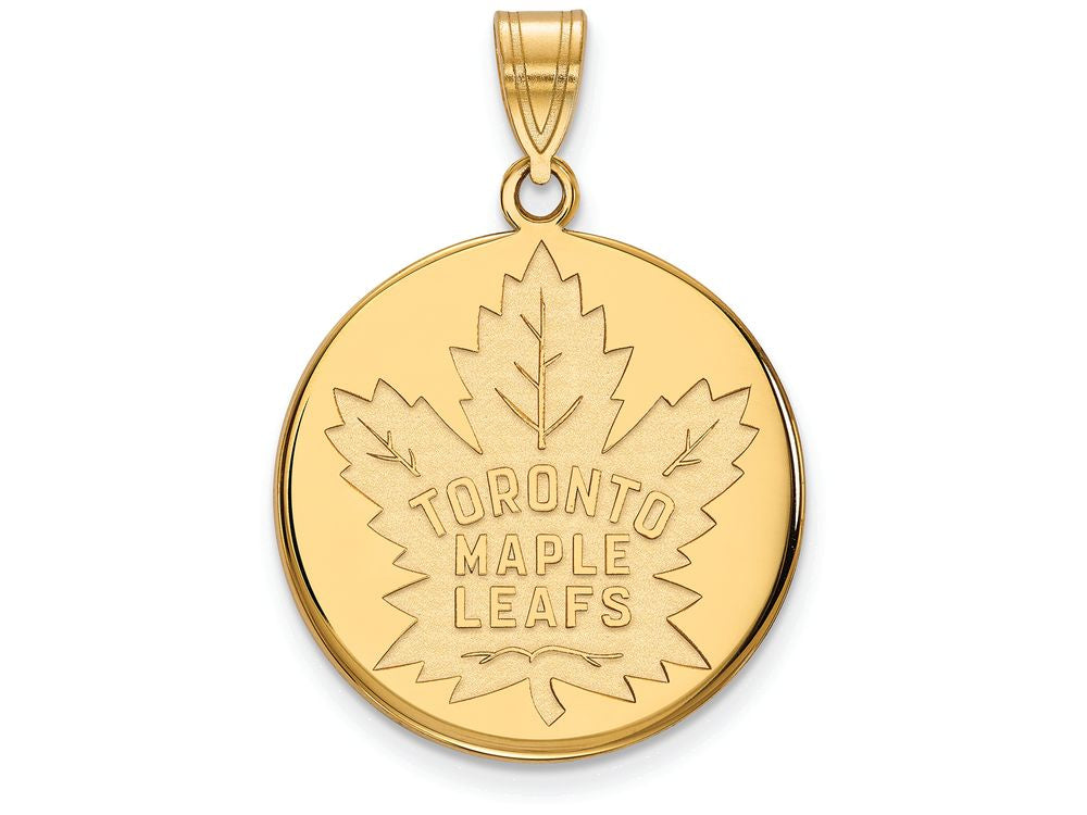 10k Yellow Gold Nhl Logoart Toronto Maple Leafs Large Disc Pendant