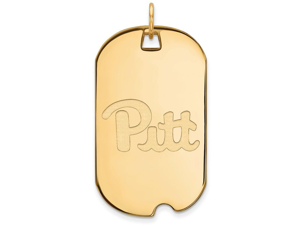 10k Yellow Gold Logoart University Of Pittsburgh Large Dog Tag Pendant Necklace