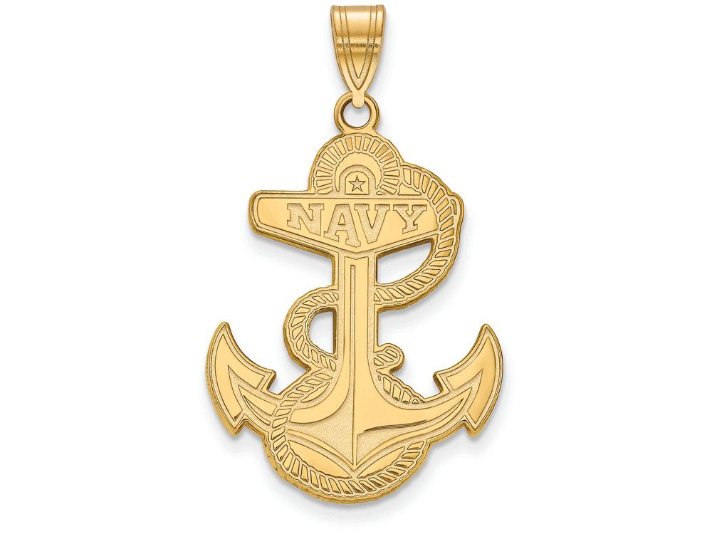 10k Yellow Gold Logoart Navy Extra Large  Pendant