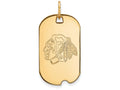 10k Yellow Gold Nhl Logoart Chicago Blackhawks Small Dog Tag Pendant Necklace