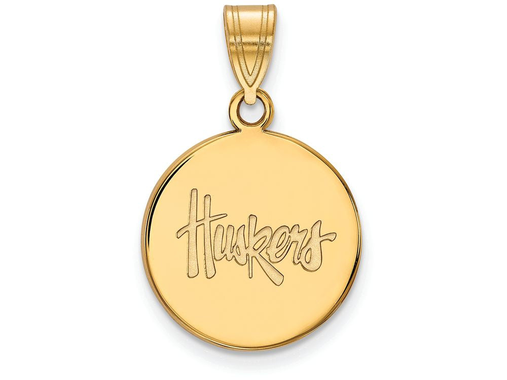 10k Yellow Gold Logoart University Of Nebraska Medium Disc Pendant