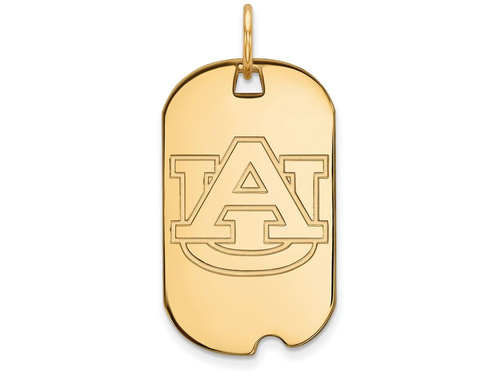 10k Yellow Gold Logoart Auburn University Small Dog Tag Pendant Necklace