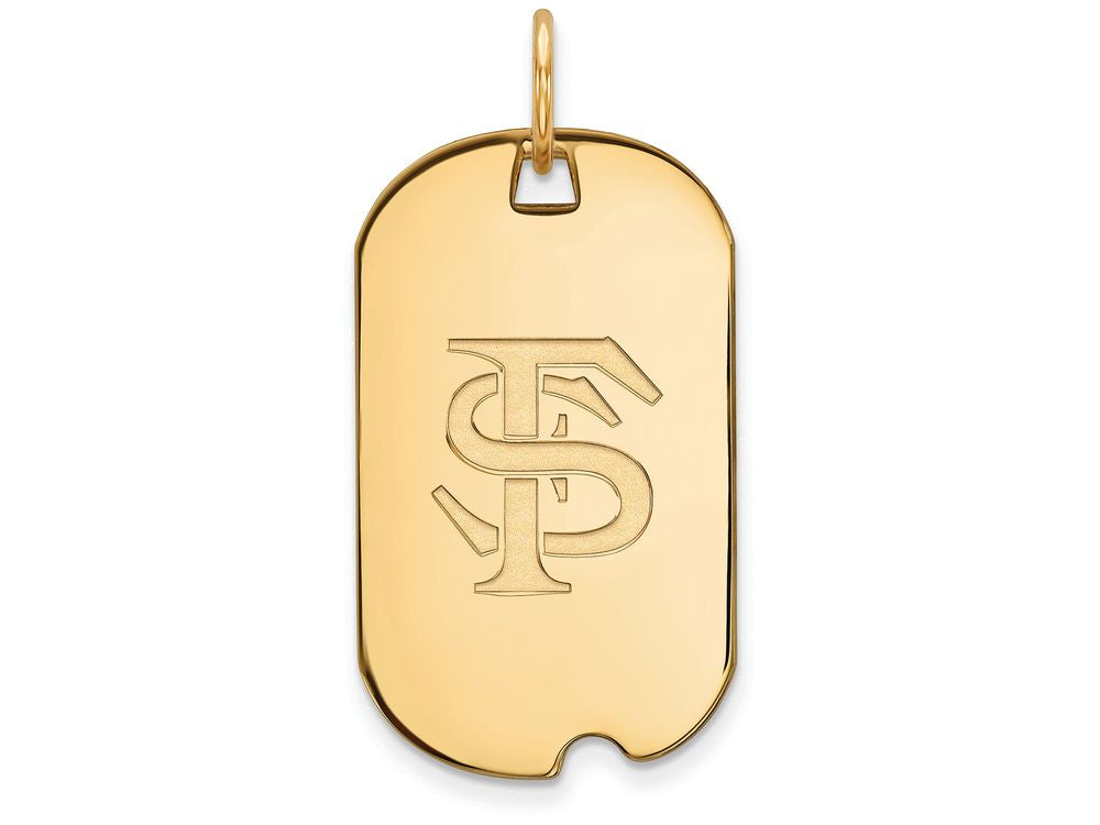 10k Yellow Gold Logoart Florida State University Small Dog Tag Pendant Necklace