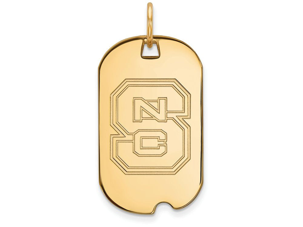 10k Yellow Gold Logoart North Carolina State University Small Dog Tag Pendant Necklace