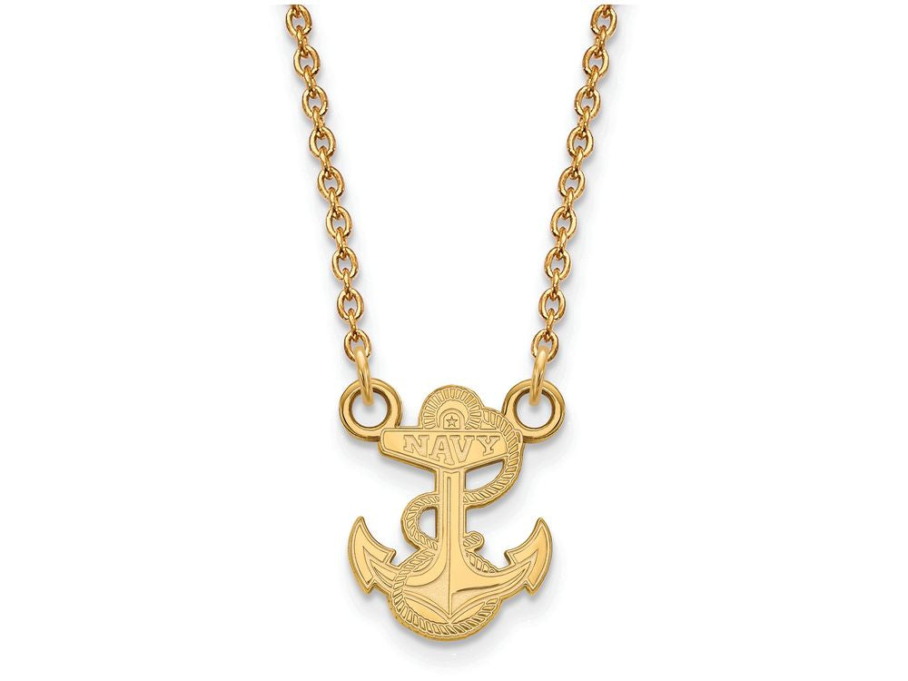 10k Yellow Gold Logoart Navy Small Pendant Necklace