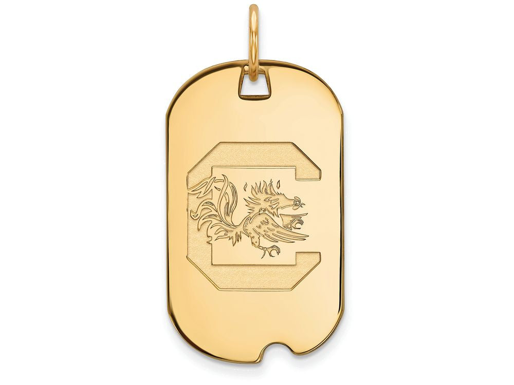 10k Yellow Gold Logoart University Of South Carolina Small Dog Tag Pendant Necklace