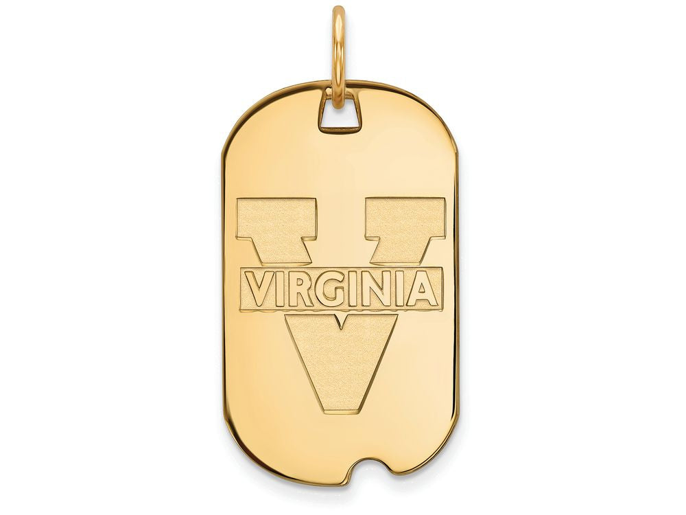 10k Yellow Gold Logoart University Of Virginia Small Dog Tag Pendant Necklace