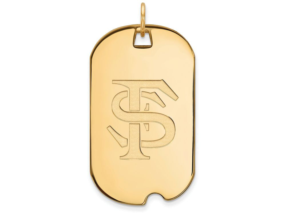10k Yellow Gold Logoart Florida State University Large Dog Tag Pendant Necklace