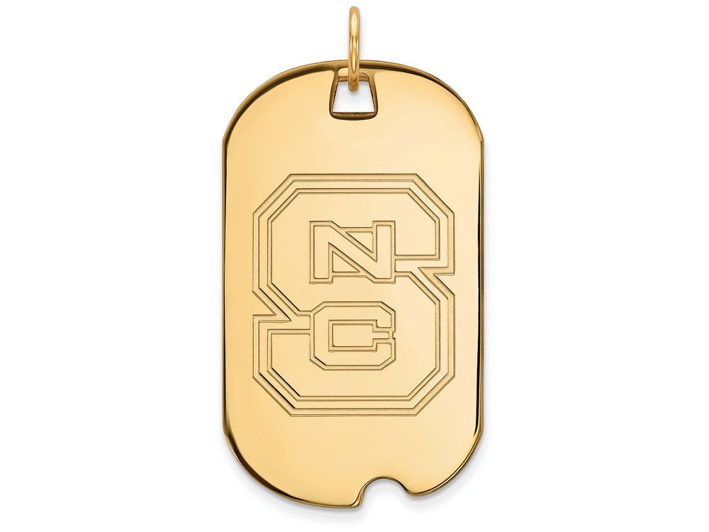 10k Yellow Gold Logoart North Carolina State University Large Dog Tag Pendant Necklace