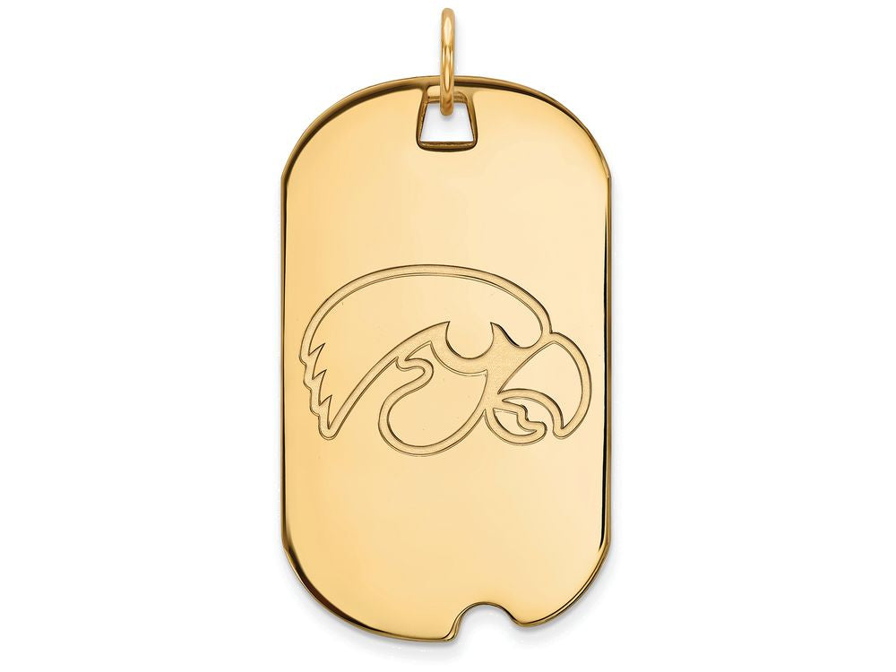 10k Yellow Gold Logoart University Of Iowa Large Dog Tag Pendant Necklace