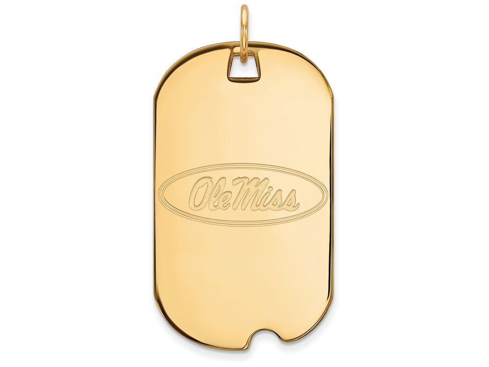 10k Yellow Gold Logoart University Of Mississippi Large Dog Tag Pendant Necklace