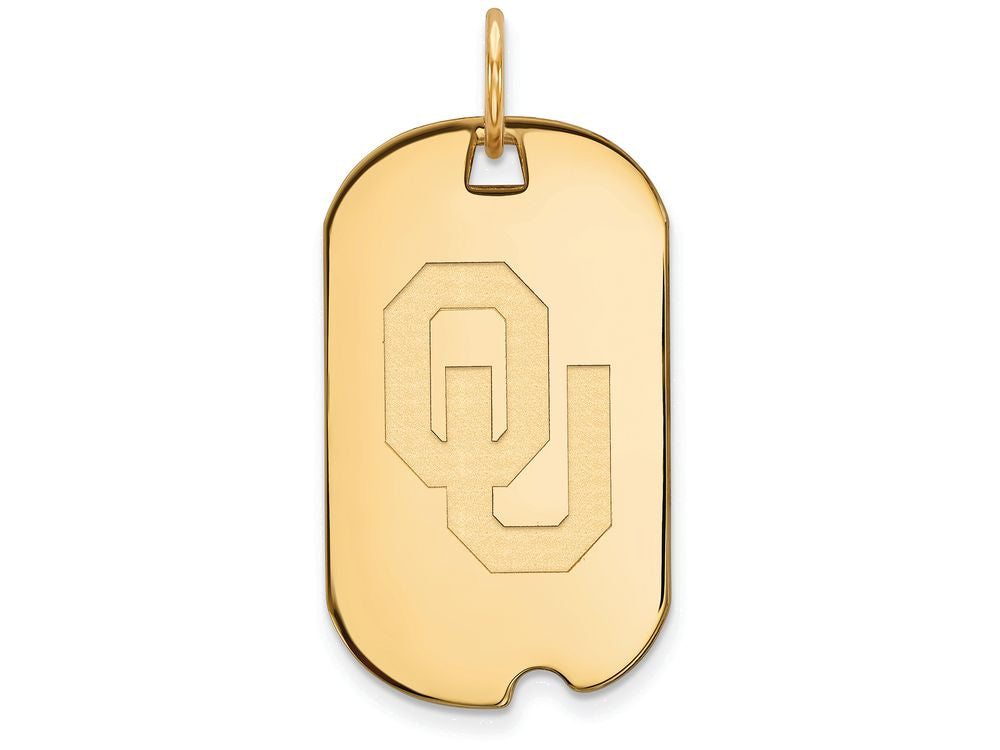 10k Yellow Gold Logoart University Of Oklahoma Small Dog Tag Pendant Necklace