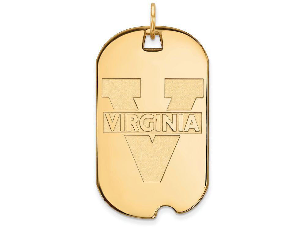 10k Yellow Gold Logoart University Of Virginia Large Dog Tag Pendant Necklace