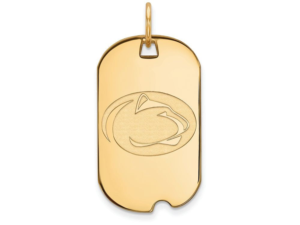 10k Yellow Gold Logoart Penn State University Small Dog Tag Pendant Necklace