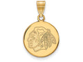10k Yellow Gold Nhl Logoart Chicago Blackhawks Medium Disc Pendant