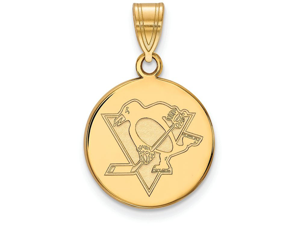 10k Yellow Gold Nhl Logoart Pittsburgh Penguins Medium Disc Pendant