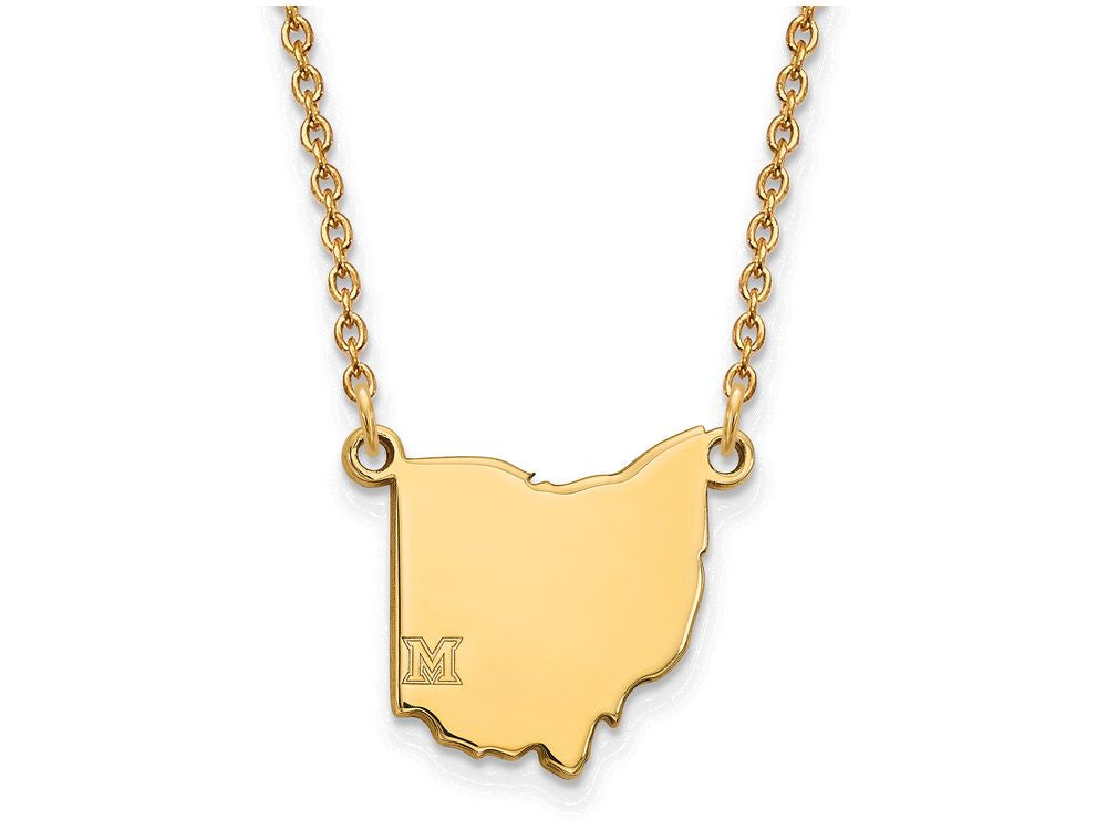 Logoart 10k Yellow Gold Miami University State Necklace