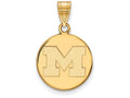 10k Yellow Gold Logoart Michigan (univ Of) Medium Disc Pendant