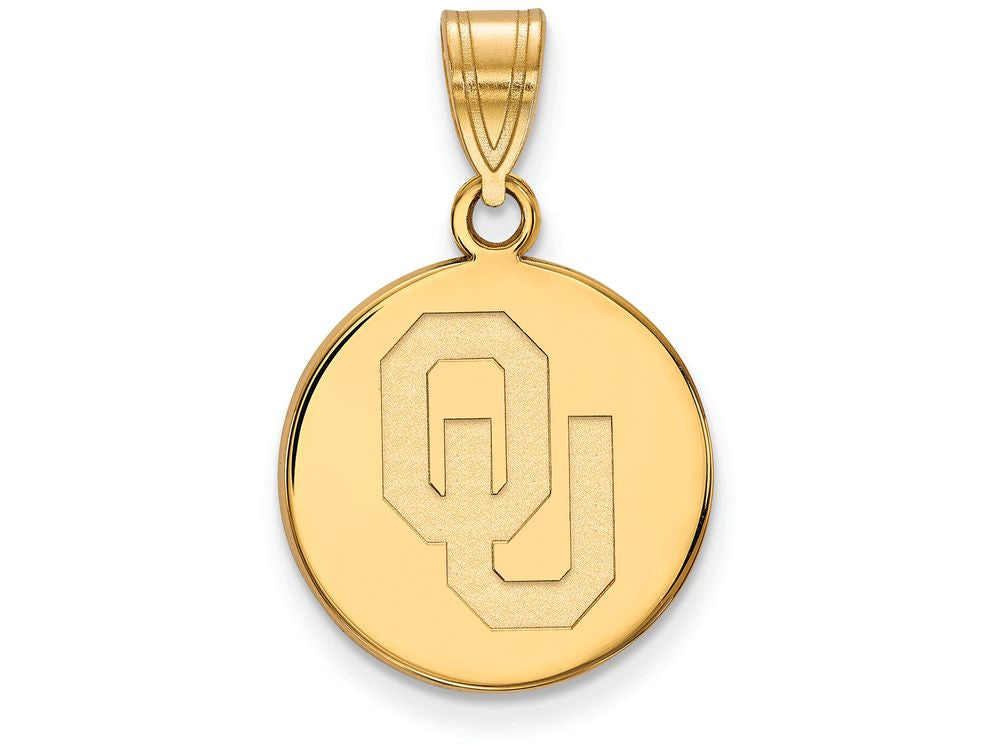 10k Yellow Gold Logoart University Of Oklahoma Medium Disc Pendant
