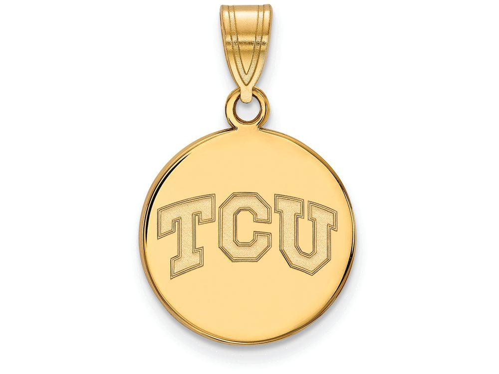 10k Yellow Gold Logoart Texas Christian University Medium Disc Pendant