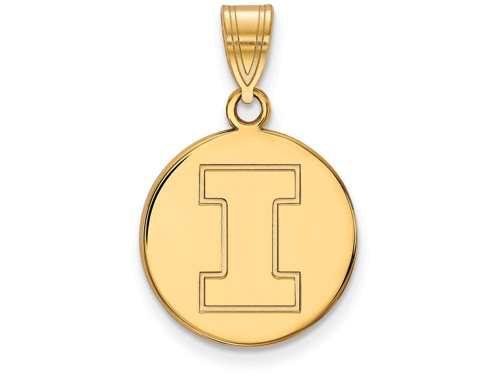10k Yellow Gold Logoart University Of Illinois Medium Disc Pendant