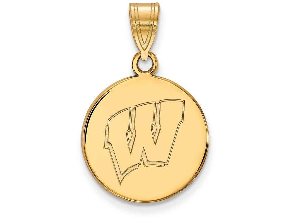 10k Yellow Gold Logoart University Of Wisconsin Medium Disc Pendant