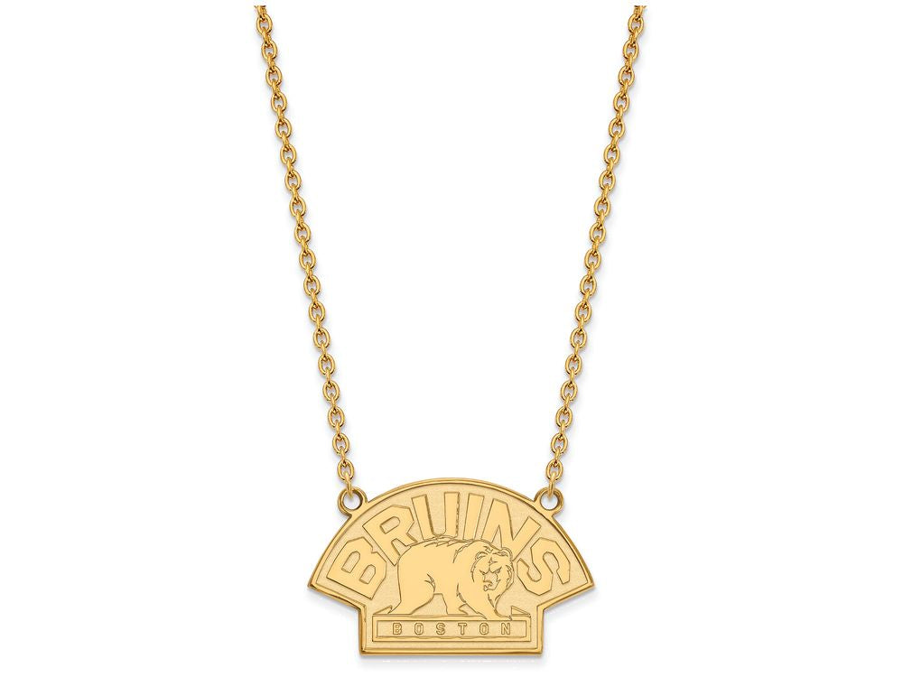 10k Yellow Gold Nhl Logoart Boston Bruins Large Pendant Necklace