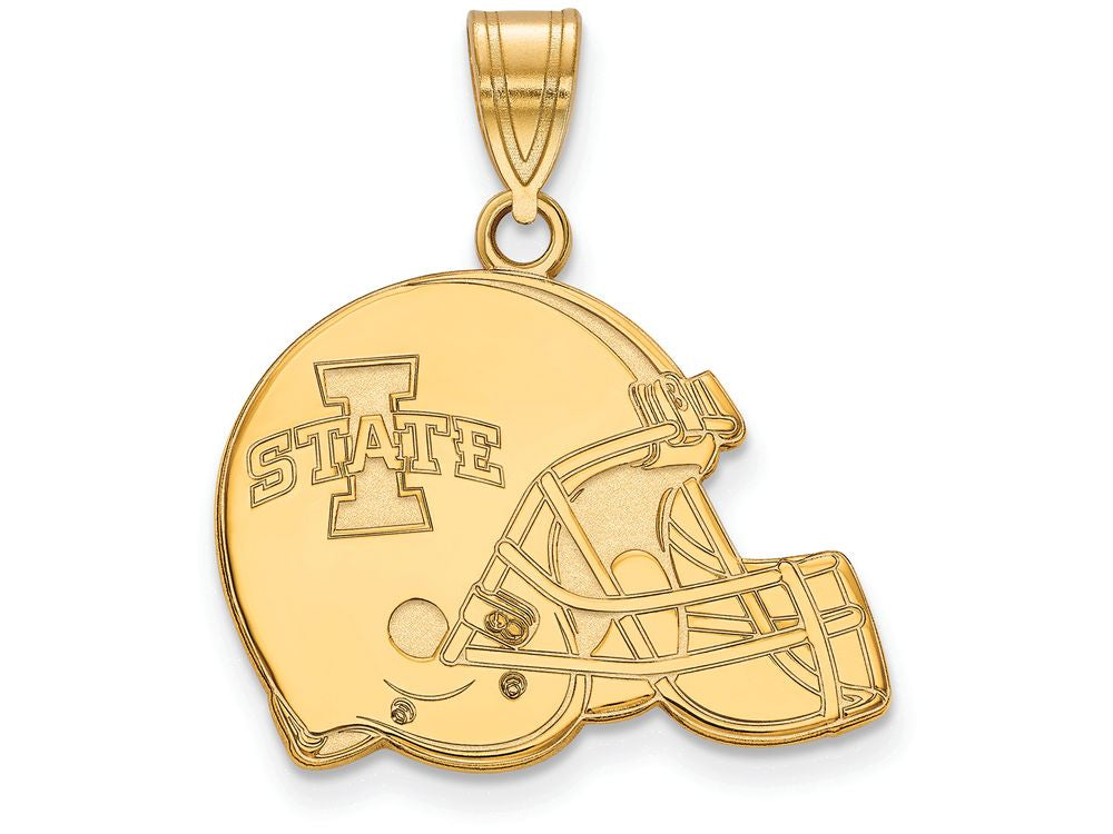 10k Yellow Gold Logoart Iowa State University Football Helmet Pendant