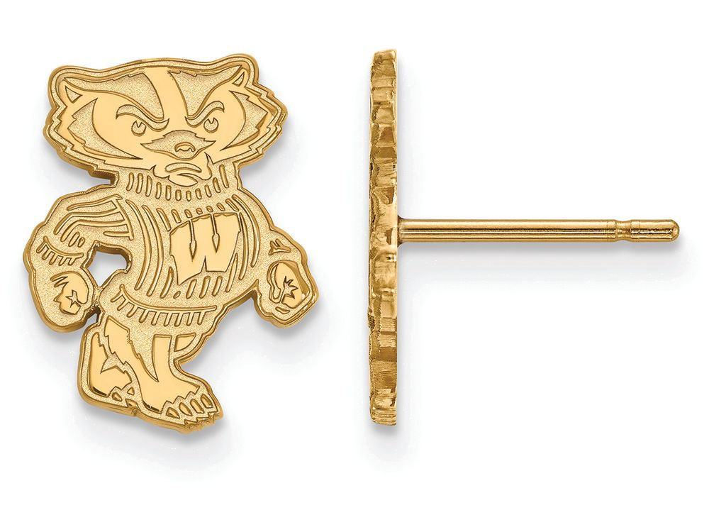 10k Yellow Gold Logoart University Of Wisconsin Small Post Earrings