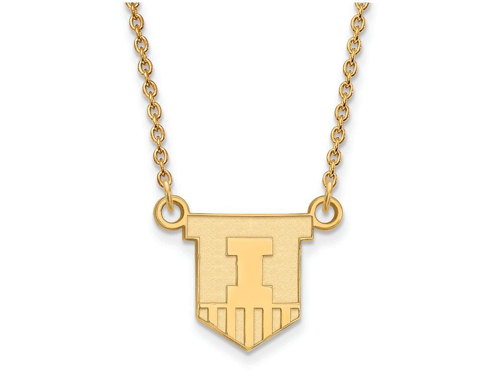 10k Yellow Gold Logoart University Of Illinois Small Pendant Necklace