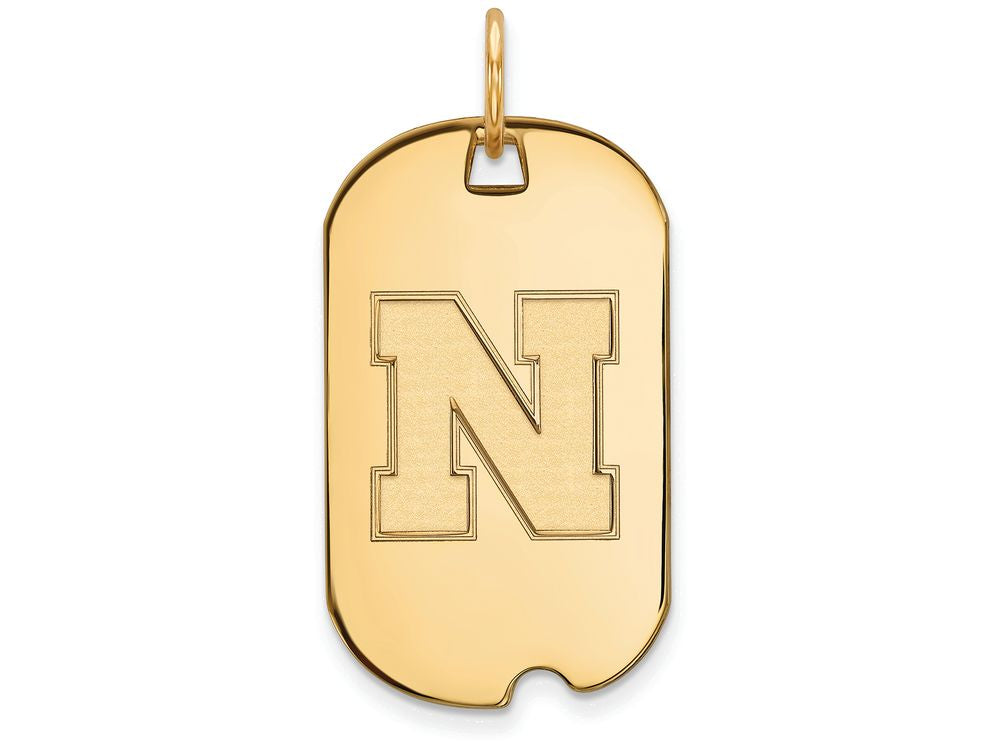 10k Yellow Gold Logoart University Of Nebraska Small Dog Tag Pendant Necklace