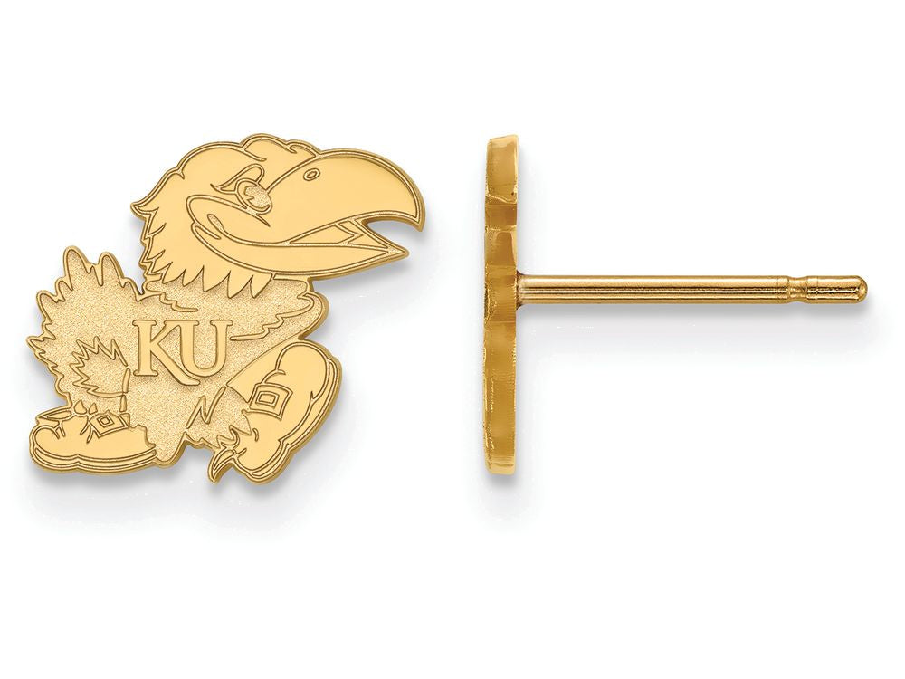 10k Yellow Gold Logoart University Of Kansas Extra Small Post Earrings