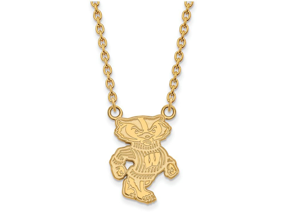 10k Yellow Gold Logoart University Of Wisconsin Large Pendant Necklace