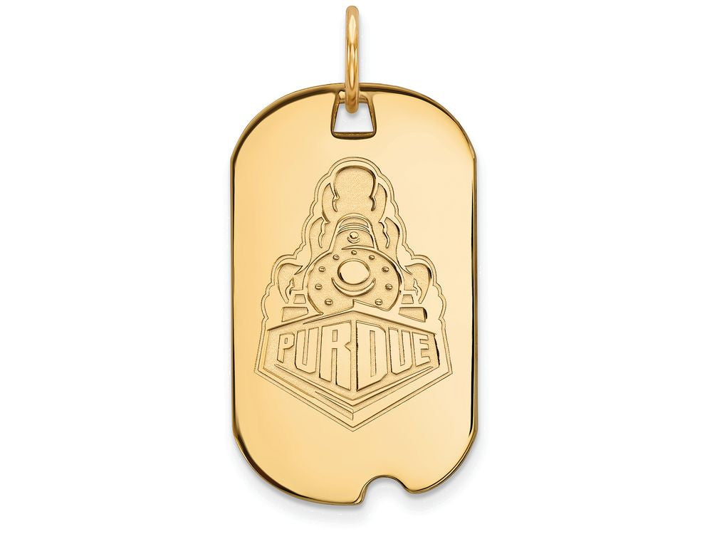 10k Yellow Gold Logoart Purdue Small Dog Tag Pendant Necklace