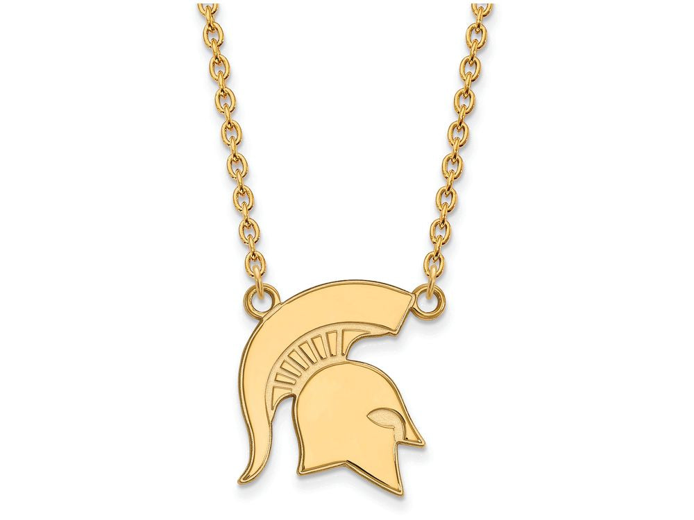 10k Yellow Gold Logoart Michigan State University Large Pendant Necklace