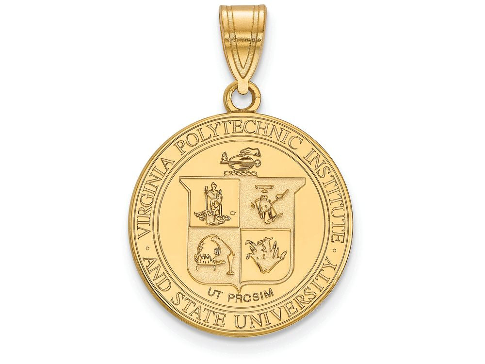 10k Yellow Gold Logoart Virginia Tech Large Crest Pendant Necklace