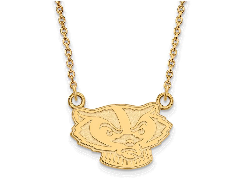 10k Yellow Gold Logoart University Of Wisconsin Small Pendant Necklace