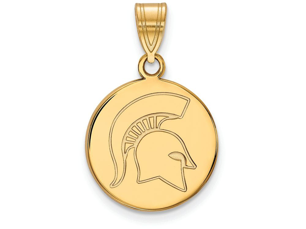 10k Yellow Gold Logoart Michigan State University Medium Disc Pendant