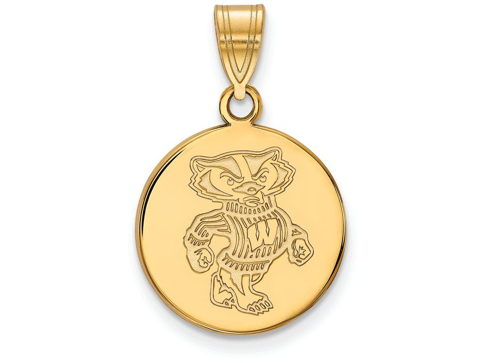 10k Yellow Gold Logoart University Of Wisconsin Medium Disc Pendant