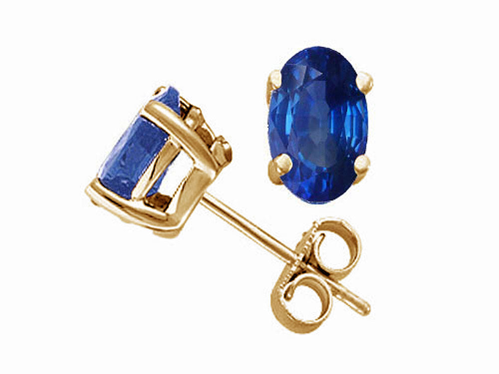 Tommaso Design Oval 6x4mm Genuine Sapphire Earrings Studs