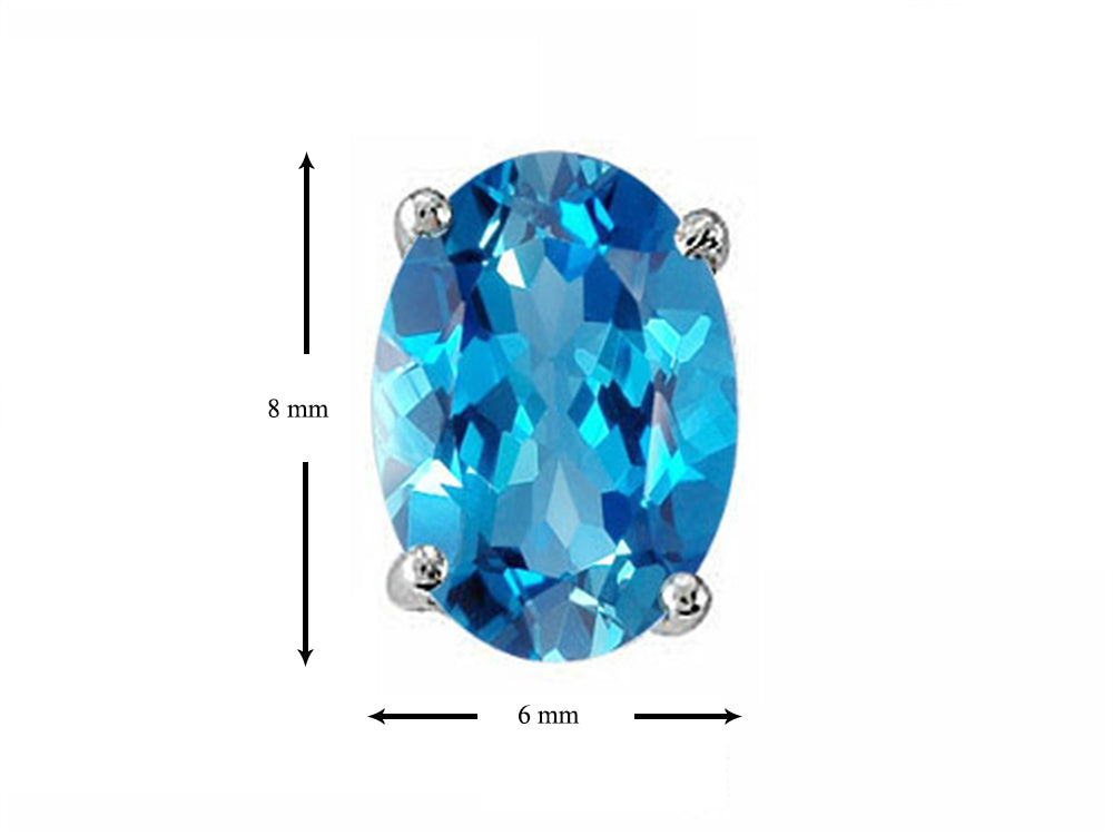 Star K Oval 8x6 mm Genuine Blue Topaz Earrings Studs