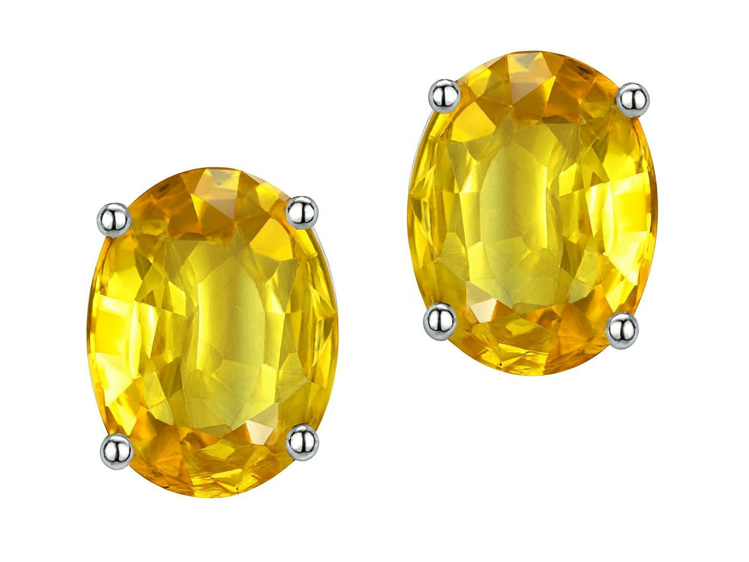 Tommaso Design Oval Genuine Citrine Earrings Studs