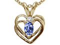 Tommaso Design Oval 5x3mm Genuine Tanzanite Heart Pendant Necklace