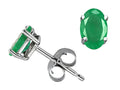 Tommaso Design Oval Genuine Emerald Earrings