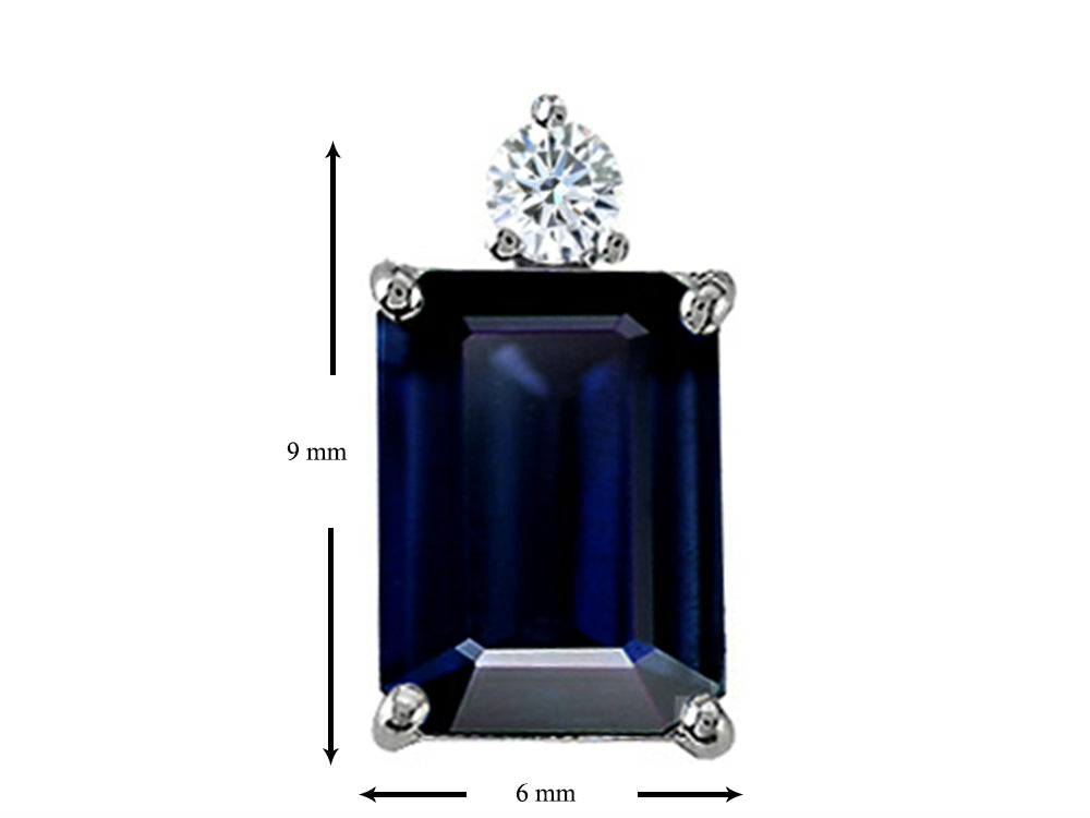 Tommaso Design Emerald Cut Genuine Sapphire Earrings Studs