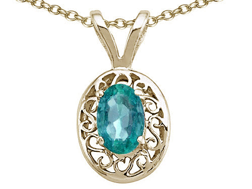Tommaso Design Oval 6x4mm Genuine Emerald Pendant Necklace