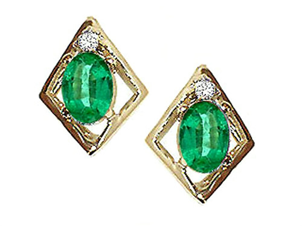 Tommaso Design Oval 6x4mm Genuine Emerald Earrings
